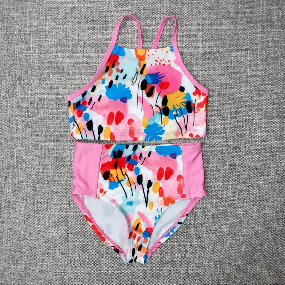 DSG Pink and Blue Floral Kids Bikini
